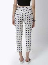 De Moza Women's Cigarette Pant Woven Bottom All Over Print Cotton Flex Natural - De Moza (4461737377855)