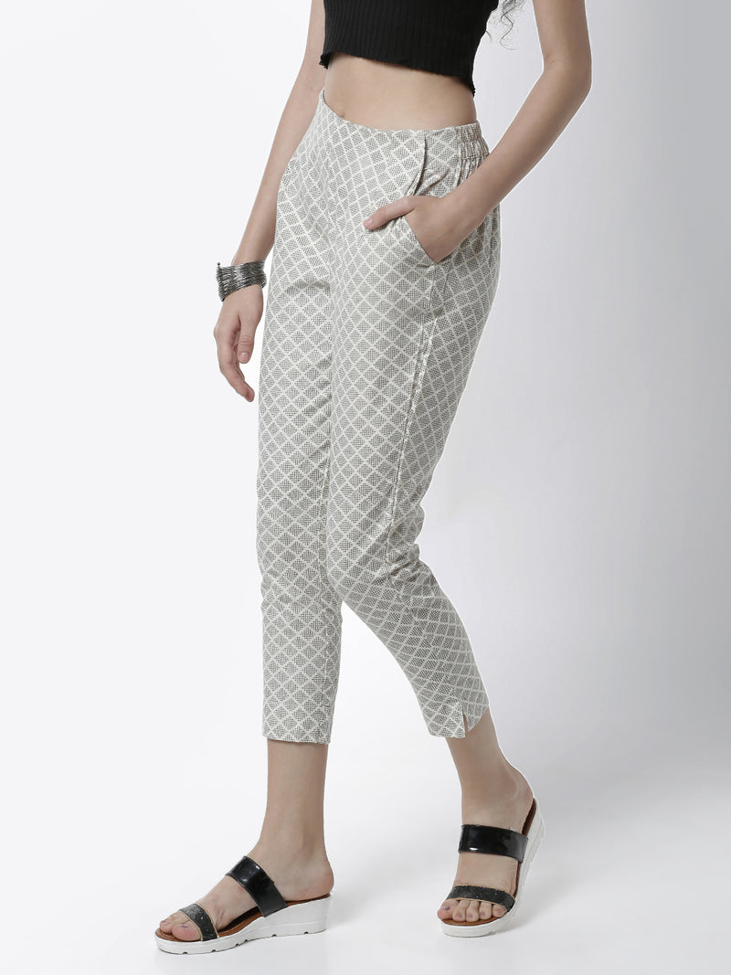 De Moza Women's  Pajama Pant All Over Print Cotton  Offwhite - De Moza (4461737410623)