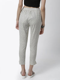 De Moza Women's  Pajama Pant All Over Print Cotton  Offwhite - De Moza (4461737410623)