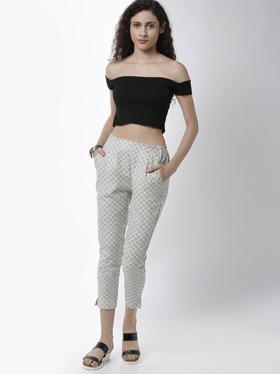 De Moza Women's  Pajama Pant All Over Print Cotton  Offwhite - De Moza (4461737410623)