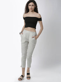 De Moza Women's  Pajama Pant All Over Print Cotton  Offwhite - De Moza (4461737410623)