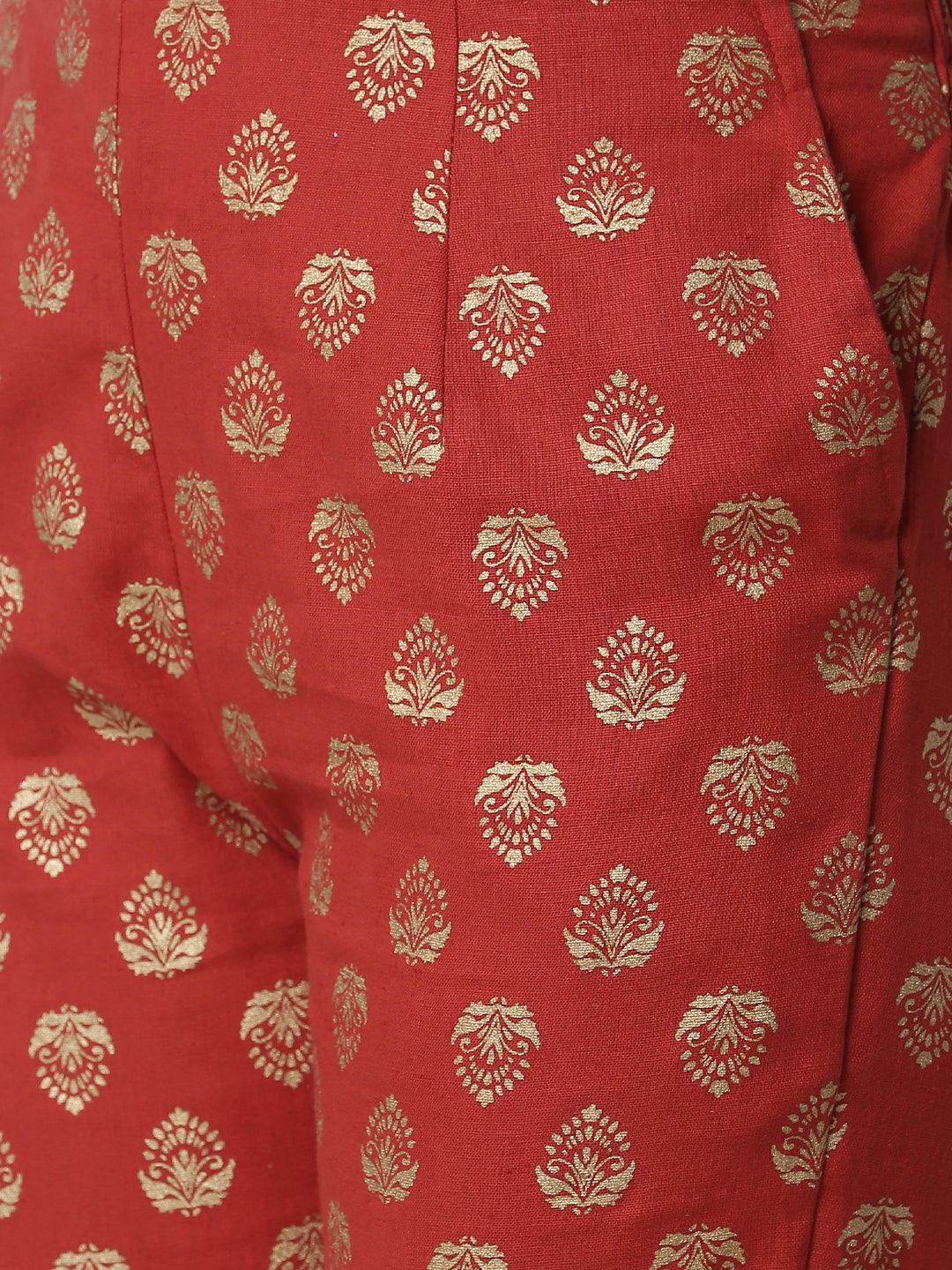 De Moza Ladies printed  Cigarette Pant Red - De Moza (4381834674239)