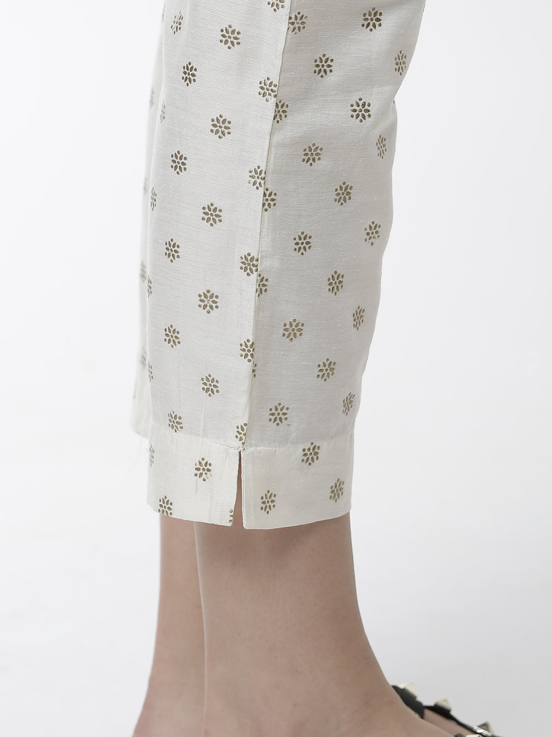 De Moza Women's Cigarette Pant Woven Bottom All Over Print Polyester Offwhite - De Moza (4461737508927)