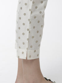 De Moza Women's Cigarette Pant Woven Bottom All Over Print Polyester Offwhite - De Moza (4461737508927)