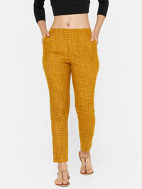 De Moza women's Cigarette Pant Woven Bottom Printed Rayon Mustard - De Moza (4704708165695)