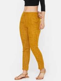 De Moza women's Cigarette Pant Woven Bottom Printed Rayon Mustard - De Moza (4704708165695)