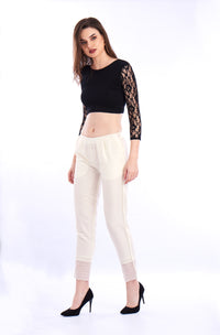 De Moza- Ladies Printed Cigarette Pant Offwhite - De Moza (1550353236031)