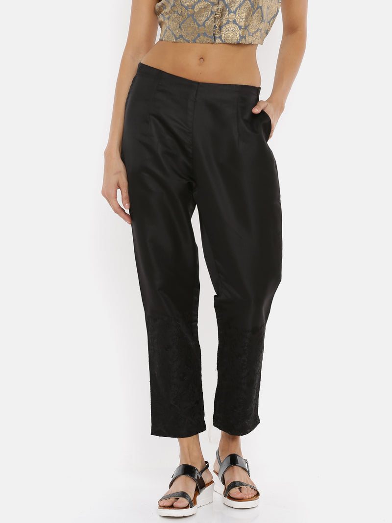 De Moza Ladies Printed Black Cigarette Pant - De Moza (1735428800575)