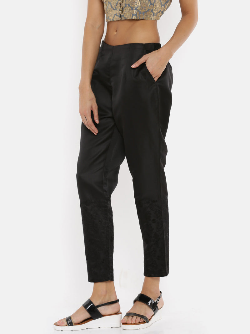De Moza Ladies Printed Black Cigarette Pant - De Moza (1735428800575)