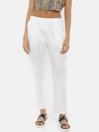 De Moza Ladies Printed Offwhite Cigarette Pant - De Moza (1735924383807)