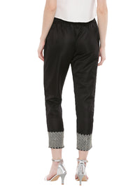 De Moza- Ladies Embroidery Black Cigarette Pant - De Moza (1668443668543)