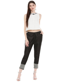 De Moza- Ladies Embroidery Black Cigarette Pant - De Moza (1668443668543)
