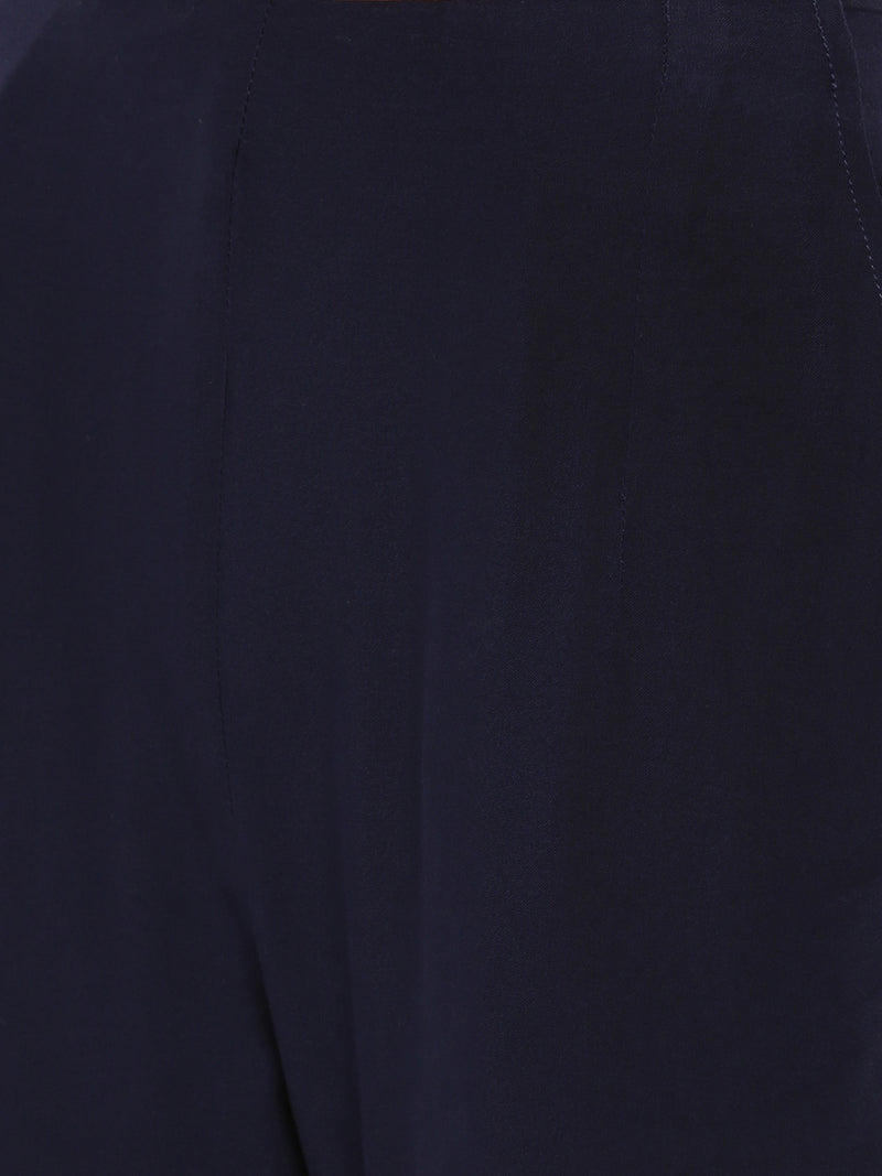 De Moza- Ladies Embroidered Cigarette Pant Navy Blue - De Moza (1737250471999)