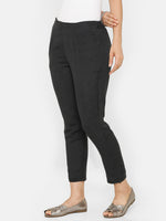 De Moza women's Cigarette Pant Woven Bottom Solid Rayon Dark Grey - De Moza (4704708296767)