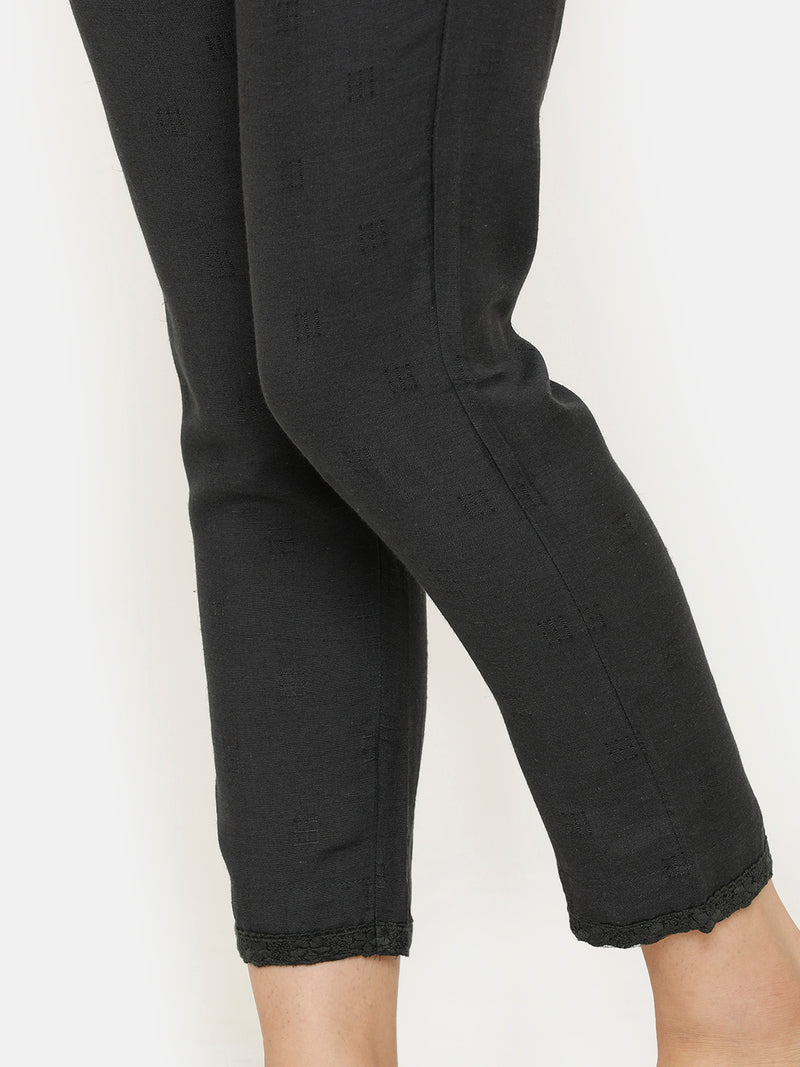 De Moza women's Cigarette Pant Woven Bottom Solid Rayon Dark Grey - De Moza (4704708296767)