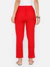 De Moza women's Cigarette Pant Woven Bottom Embrodry Cotton Red - De Moza (4704708395071)