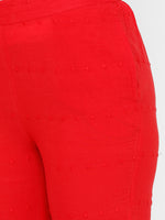 De Moza women's Cigarette Pant Woven Bottom Embrodry Cotton Red - De Moza (4704708395071)