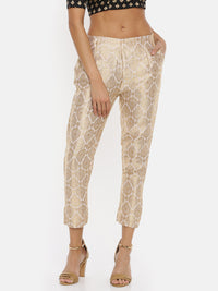 De Moza Ladies Jacquard White Cigarette Pant - De Moza (1737299558463)