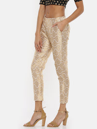 De Moza Ladies Jacquard White Cigarette Pant - De Moza (1737299558463)
