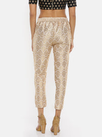 De Moza Ladies Jacquard White Cigarette Pant - De Moza (1737299558463)