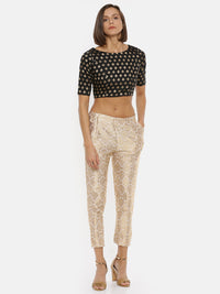 De Moza Ladies Jacquard White Cigarette Pant - De Moza (1737299558463)