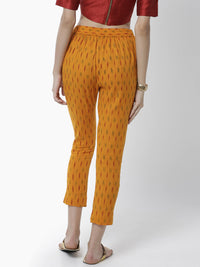 De Moza Women's Cigarette Pant Woven Bottom Jaquard Cotton Mustard - De Moza (4461737541695)