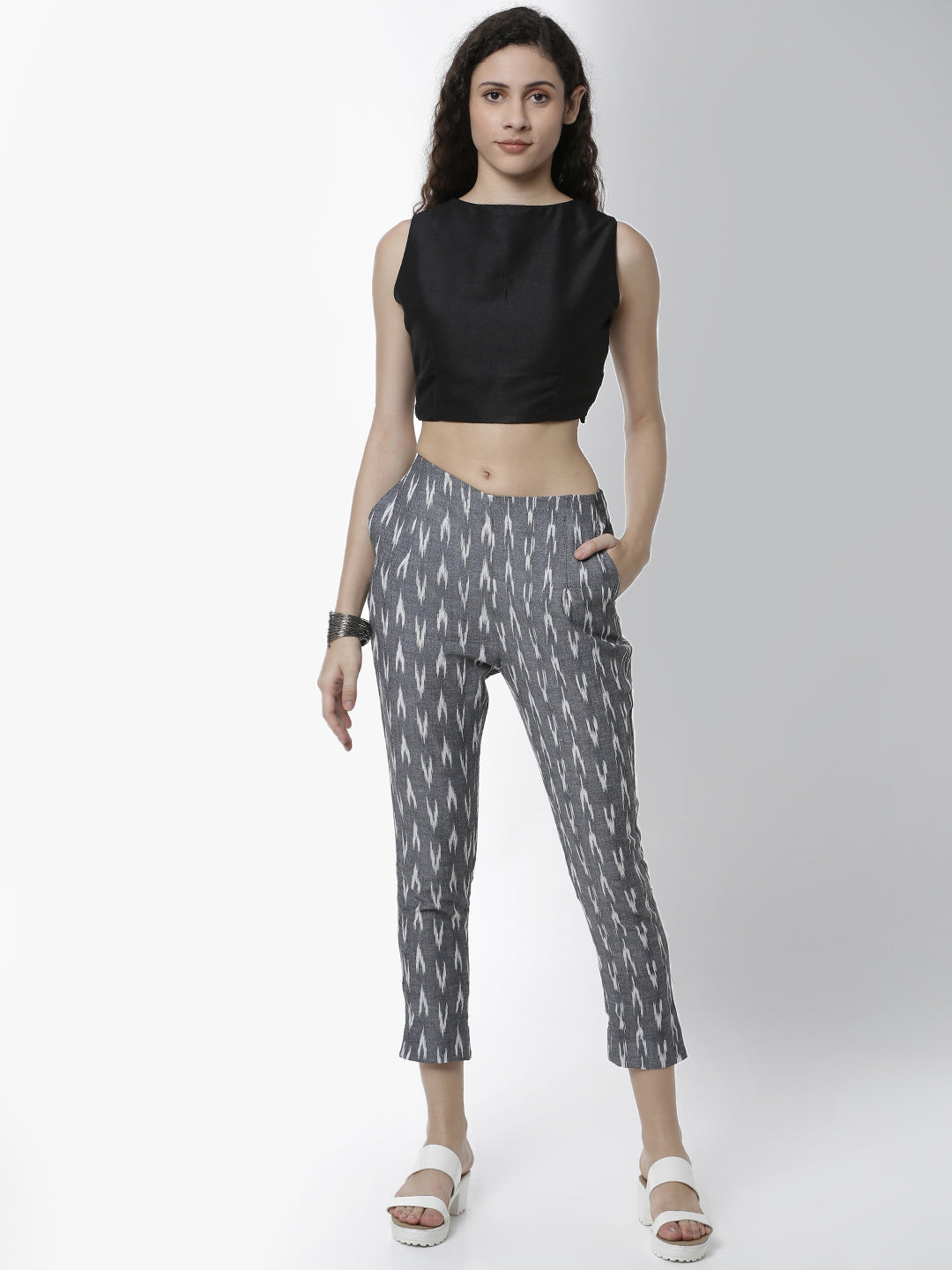 De Moza Women's Cigarette Pant Woven Bottom Jaquard Dark Yellow - De Moza (4461737574463)