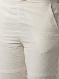 De Moza Women's Cigarette Pant Woven Bottom Jaquard Cotton Offwhite - De Moza (4499733217343)
