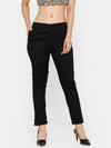 De Moza women's Cigarette Pant Woven Bottom Jaquard Cotton Black - De Moza (4704708231231)