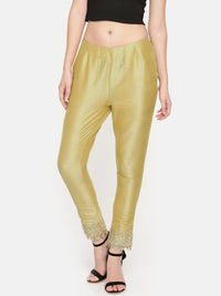 De Moza Women's Cigarette Pant Lace Polyester Gold - De Moza (4465229496383)