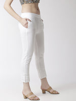 De Moza Women's Cigarette Pant Woven Bottom Lace Cotton White - De Moza (4470437085247)