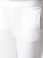 De Moza Women's Cigarette Pant Woven Bottom Lace Cotton White - De Moza (4470437085247)