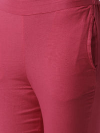 De Moza Women's Cigarette Pant Woven Bottom Lace Cotton Fuchsia - De Moza (4499733512255)