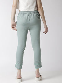 De Moza Women's Cigarette Pant Woven Bottom Lace Cotton Mint - De Moza (4470437118015)