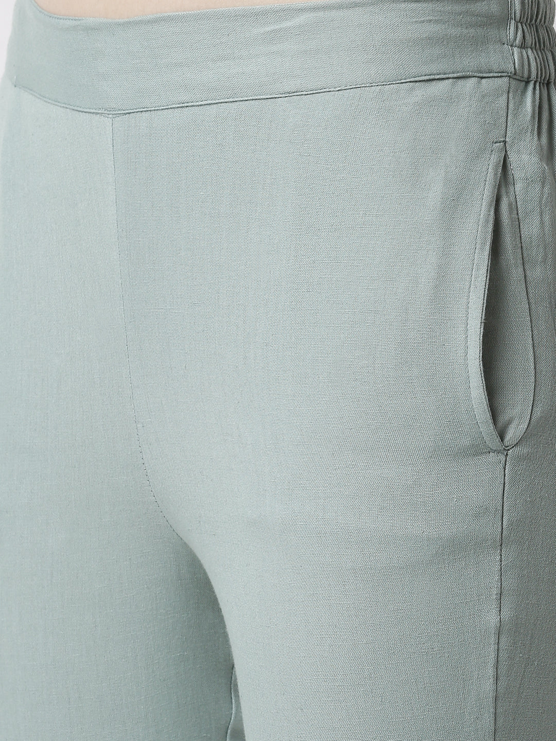 De Moza Women's Cigarette Pant Woven Bottom Lace Cotton Mint - De Moza (4470437118015)