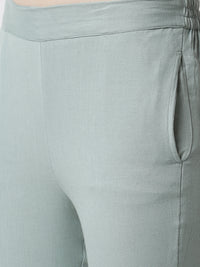 De Moza Women's Cigarette Pant Woven Bottom Lace Cotton Mint - De Moza (4470437118015)