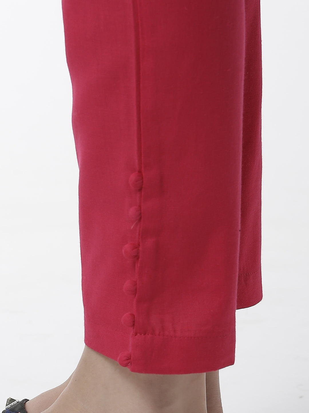 De Moza Women's Cigarette Pant Woven Bottom Placement Print Cotton Fuchsia - De Moza (4461737639999)