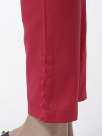 De Moza Women's Cigarette Pant Woven Bottom Placement Print Cotton Fuchsia - De Moza (4461737639999)