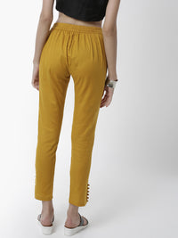 De Moza Women's Cigarette Pant Woven Bottom Placement Print Cotton Mustard - De Moza (4461737672767)