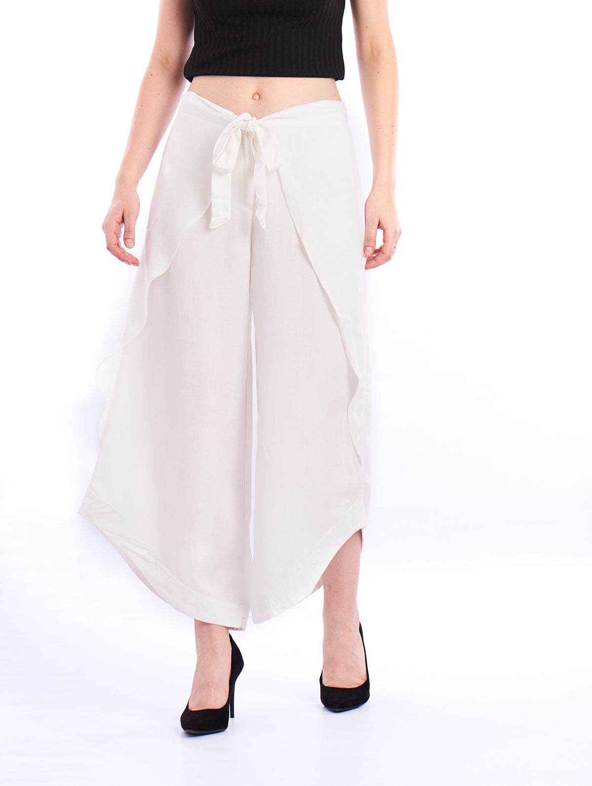 De Moza- Ladies Cowl Palazzo White - De Moza (1550584676415)