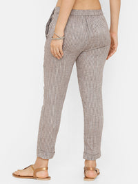 De Moza women's Cigarette Pant Woven Bottom Solid Cotton Coffee Brown - De Moza (4704708132927)