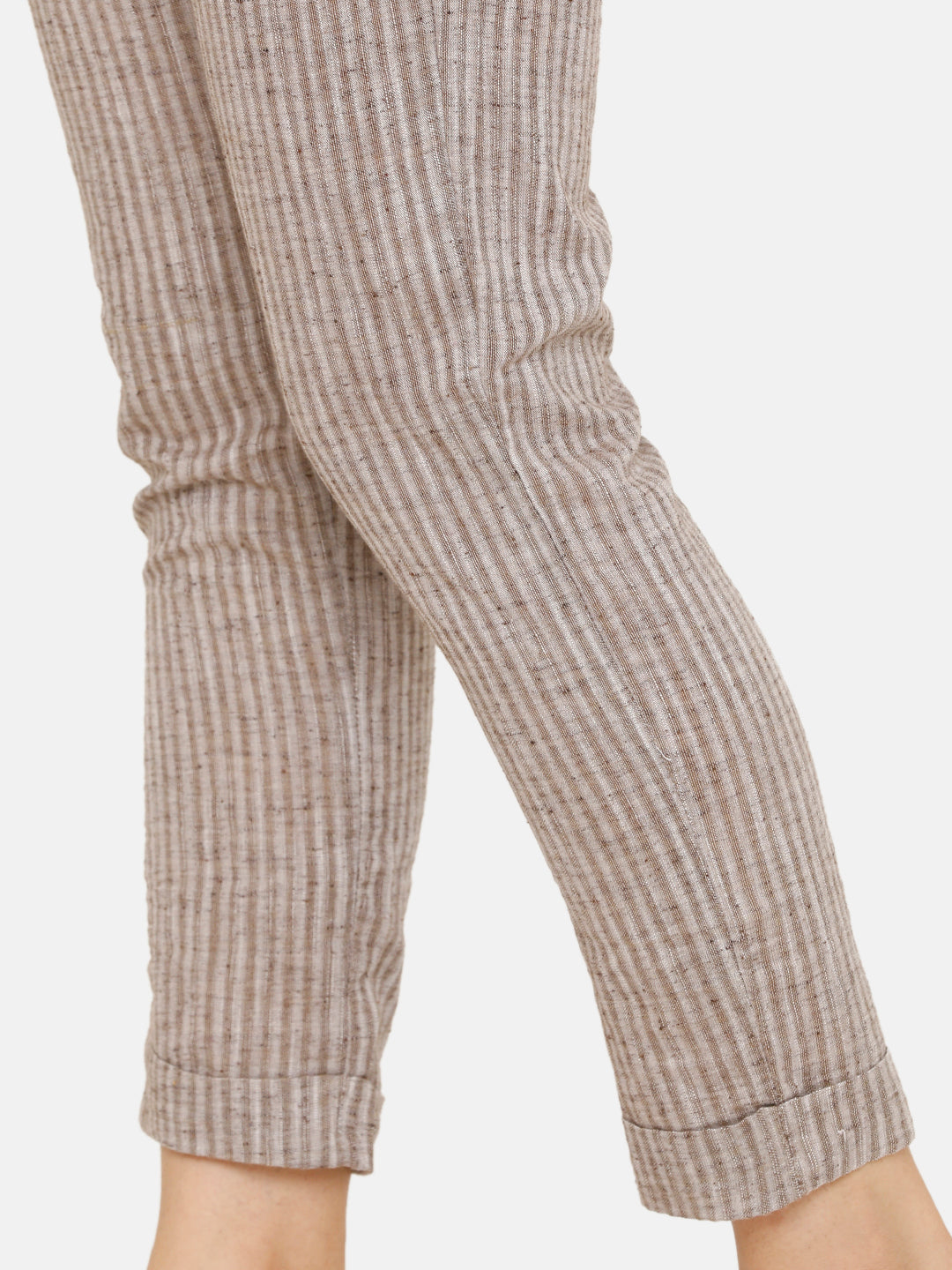De Moza women's Cigarette Pant Woven Bottom Solid Cotton Coffee Brown - De Moza (4704708132927)