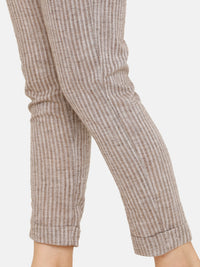 De Moza women's Cigarette Pant Woven Bottom Solid Cotton Coffee Brown - De Moza (4704708132927)