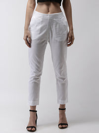 De Moza Women's Cigarette Pant White