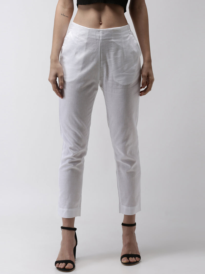 De Moza Women's Cigarette Pant White