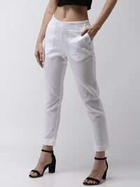 De Moza Women's Cigarette Pant White