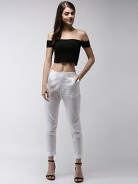 De Moza Women's Cigarette Pant White