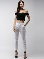 De Moza Women's Cigarette Pant White