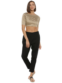 De Moza Ladies Cigarette Pant Woven Bottom Solid Cotton Flex Black - De Moza (6643686932543)