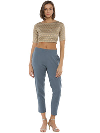 De Moza Ladies Cigarette Pant Woven Bottom Solid Cotton Flex Dark Grey - De Moza (6643687030847)